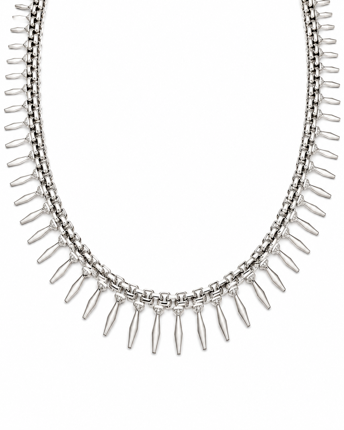 22KT White Gold Fringe Collar Necklace and Earrings Set