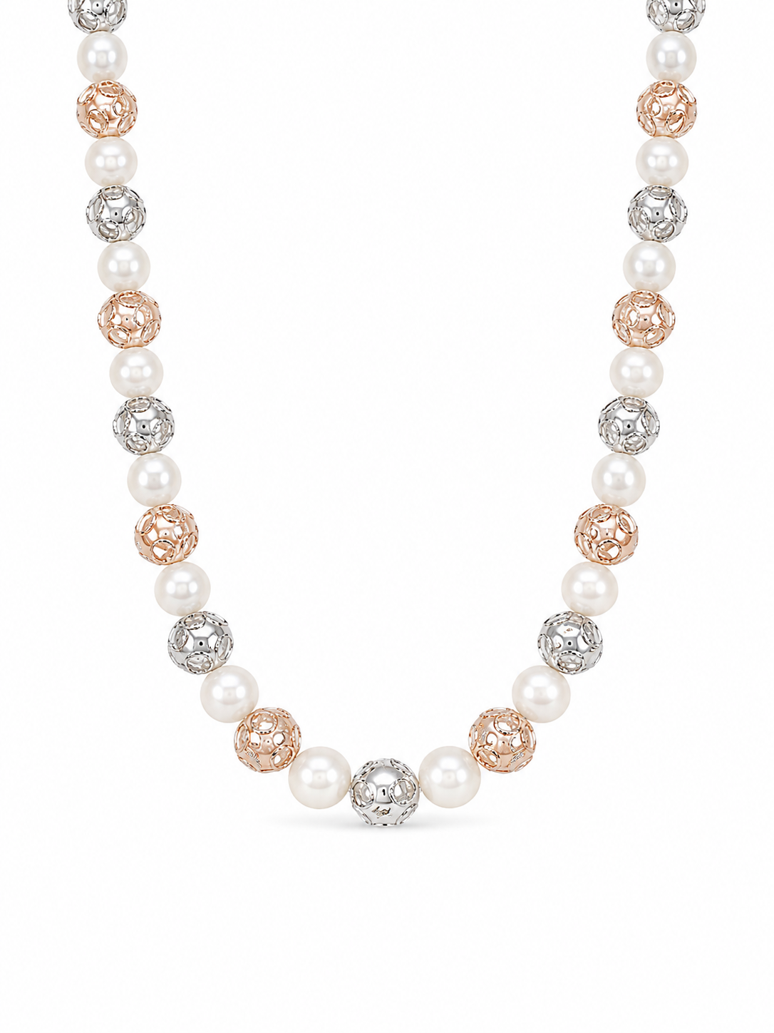 Stainless Steel Wrapped Pearl Necklace & Bracelet Set