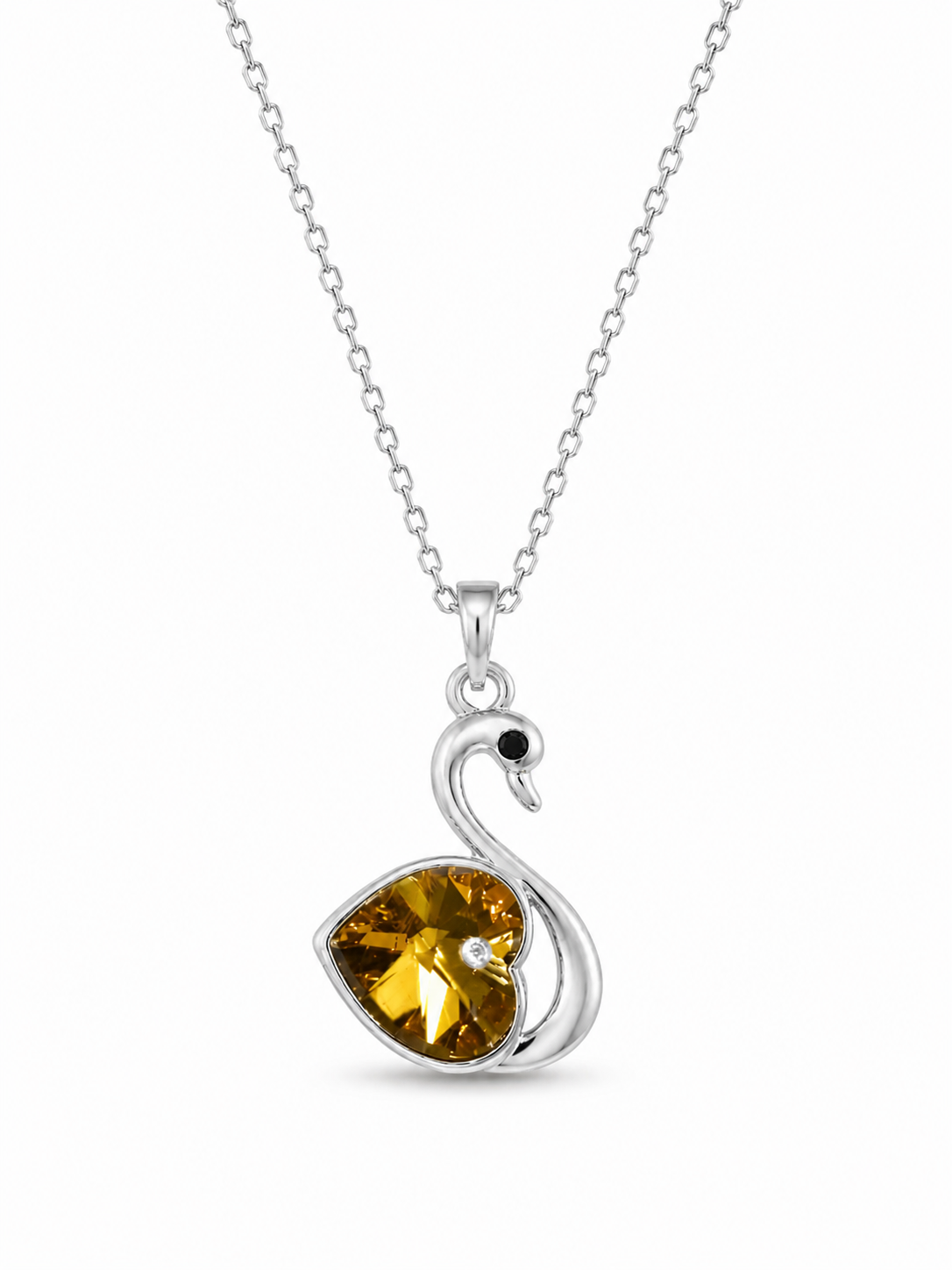 Brass Swan Stone Necklace