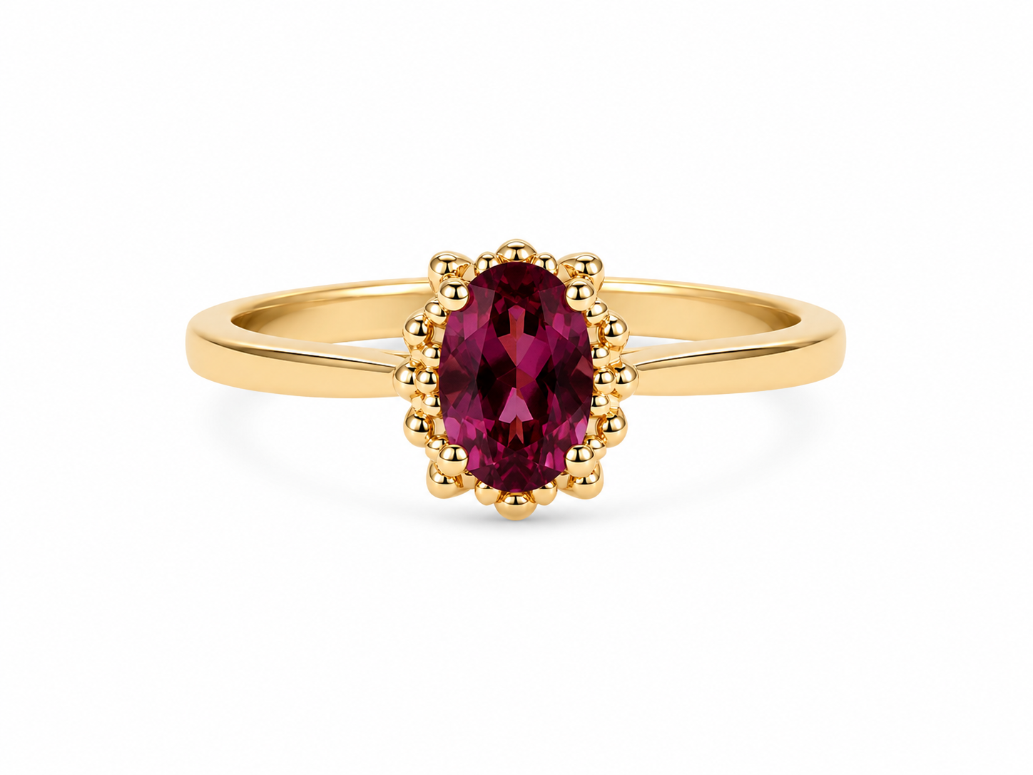 14KT Rose Gold 0.07 STW 1.00 STW Rhodolite Garnet Diamond Ring [K9H]