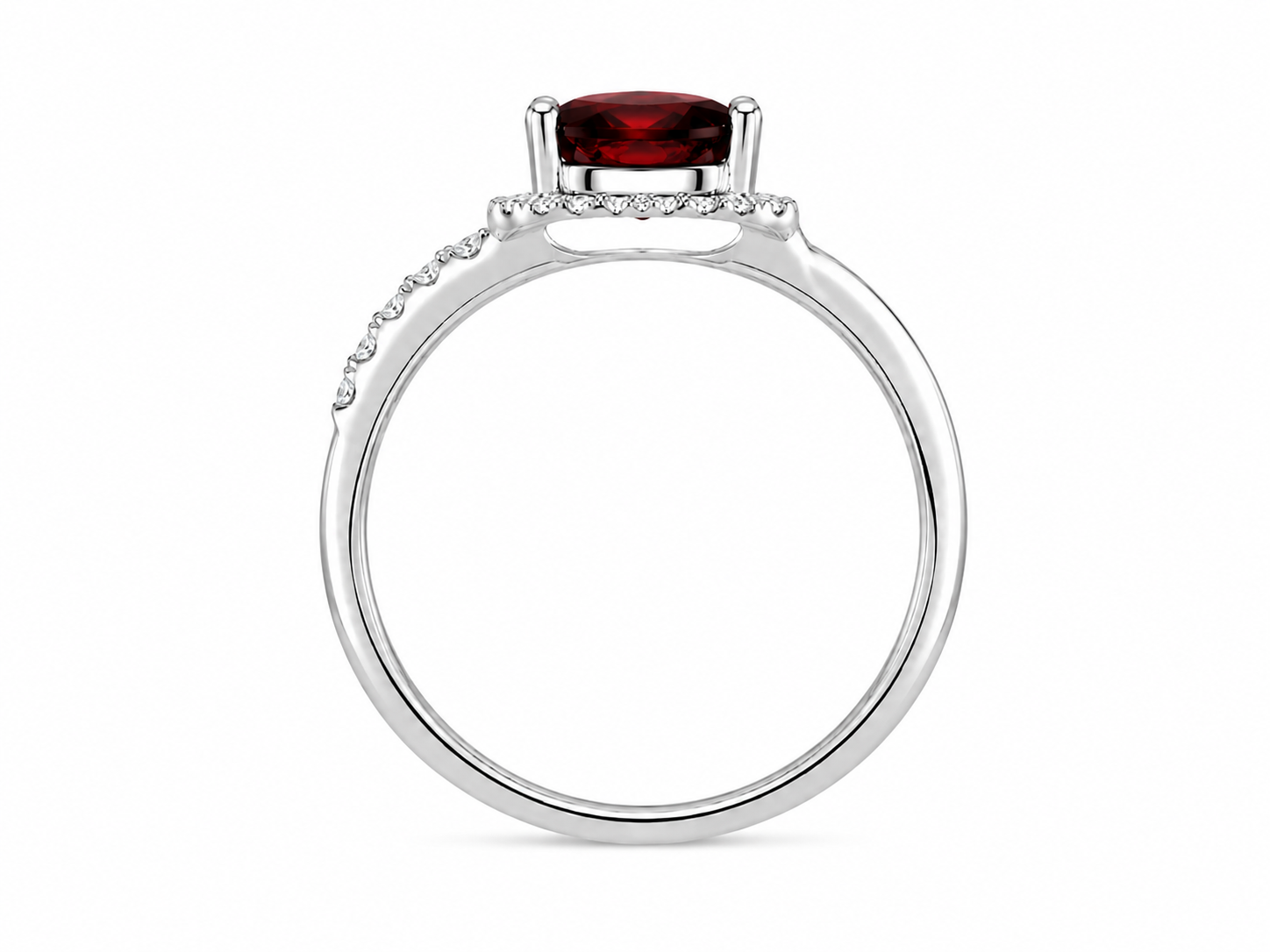 10KT White Gold 0.23 CTW 1.00 STW Garnet Diamond Ring [K12H]