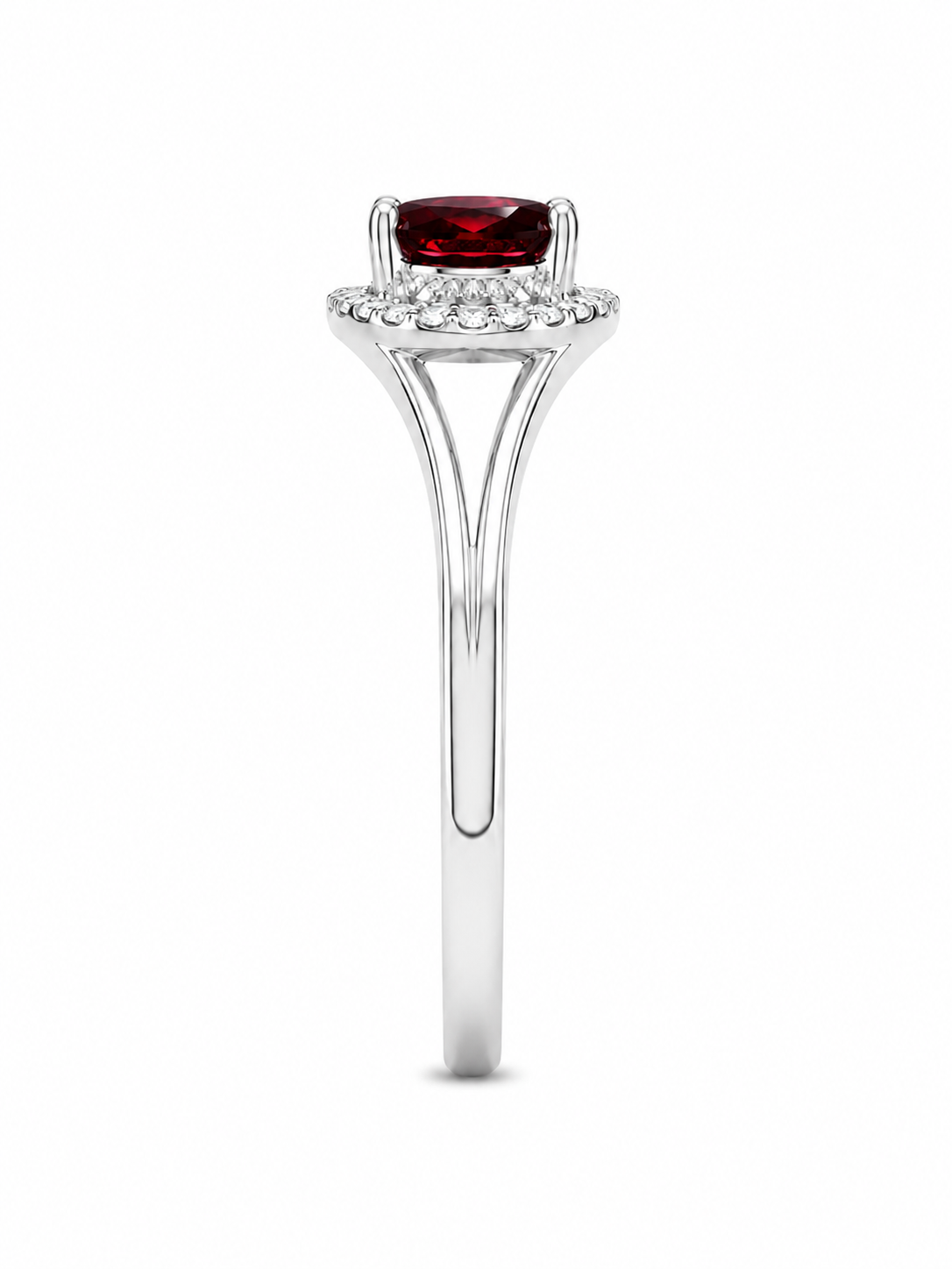 10KT White Gold 0.23 CTW 1.00 STW Garnet Diamond Ring [K12H]