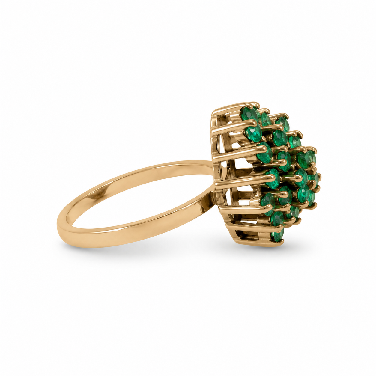 14KT Yellow Gold 1.00 STW Emerald Ring [K16H]