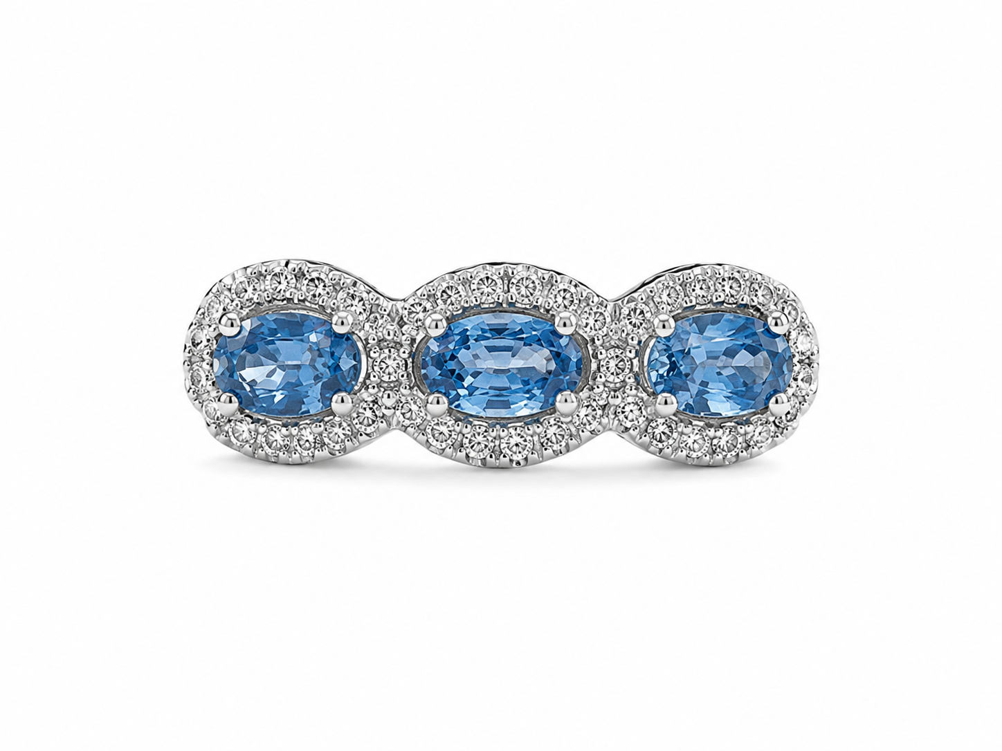 10KT White Gold 0.21 CTW 0.90 STW Swiss Blue Topaz Diamond Ring [K9H50]