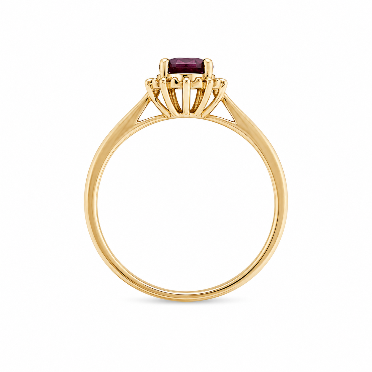 14KT Rose Gold 0.07 STW 1.00 STW Rhodolite Garnet Diamond Ring [K9H]
