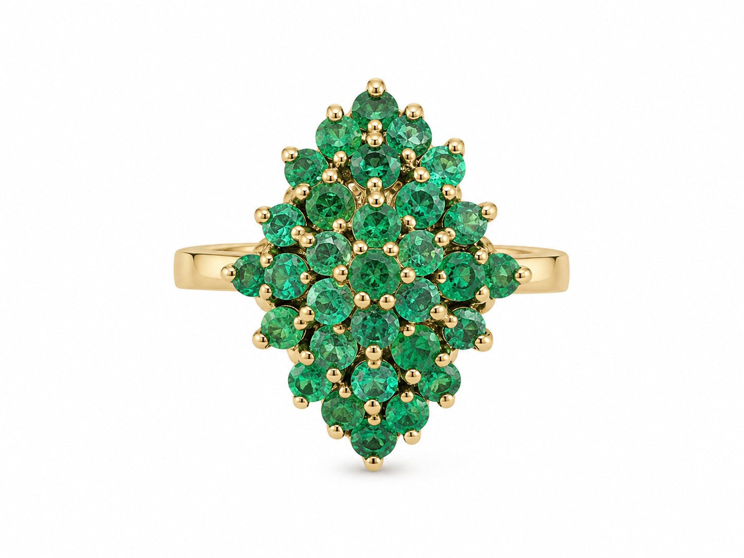 14KT Yellow Gold 1.00 STW Emerald Ring [K16H]