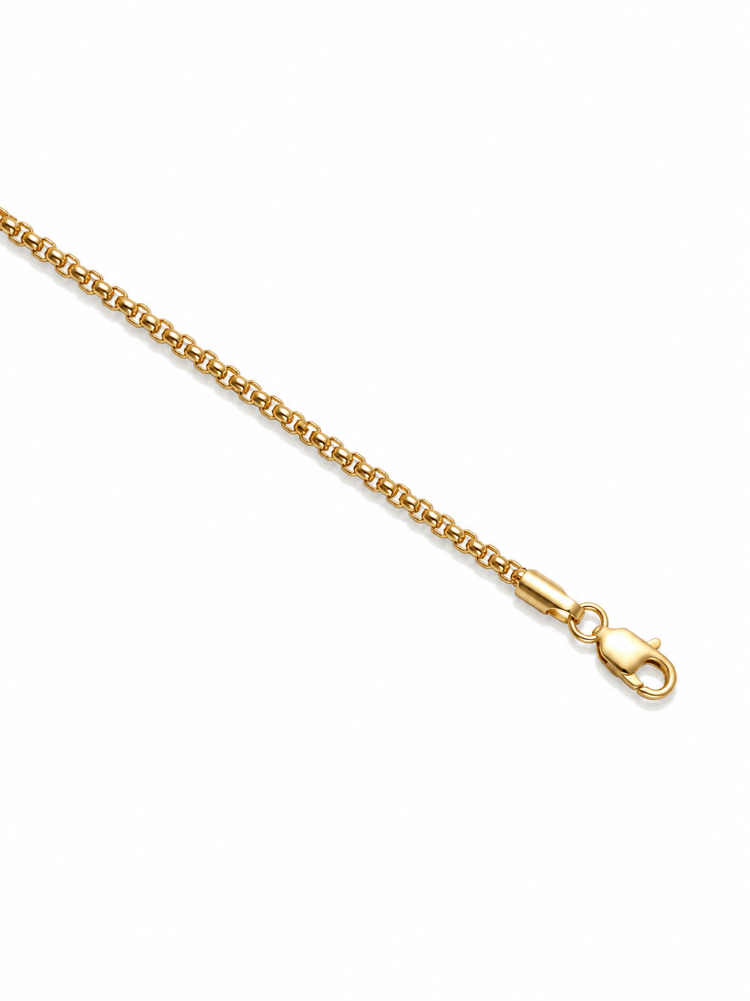 10KT Solid Yellow Gold 2 MM Lobster Lock Diamond Cut Rolo Chain