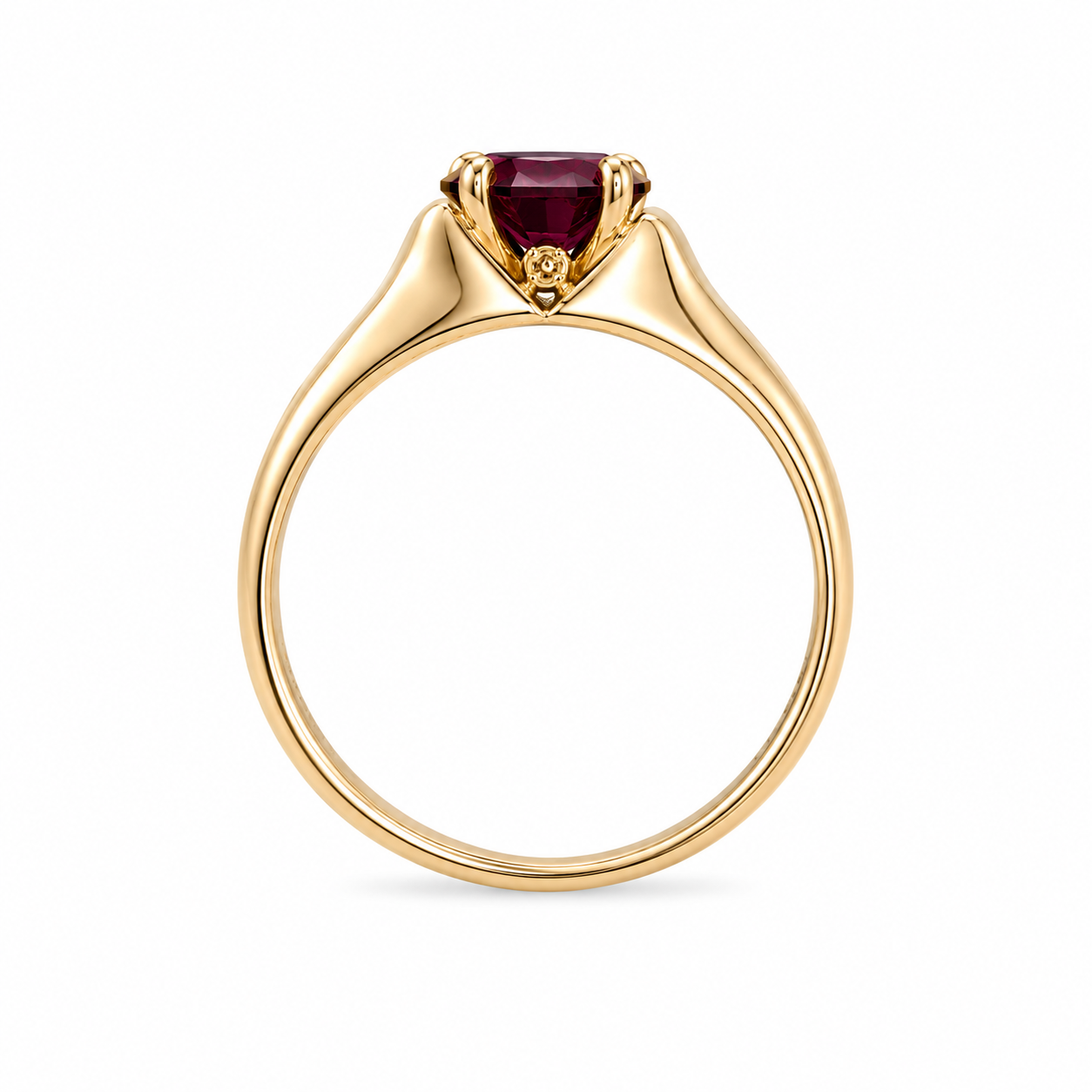 10KT Yellow Gold 0.08 CTW 0.50 STW Rubellite Tourmaline Diamond Ring [K9H]