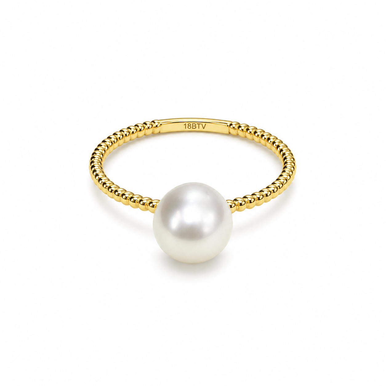 18KT Yellow Gold 7.5MM Akoya Pearl Ring [K8H50]