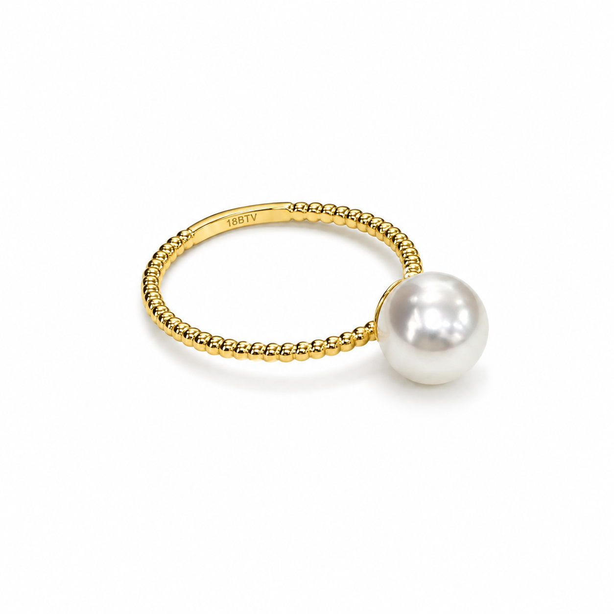 18KT Yellow Gold 7.5MM Akoya Pearl Ring [K8H50]