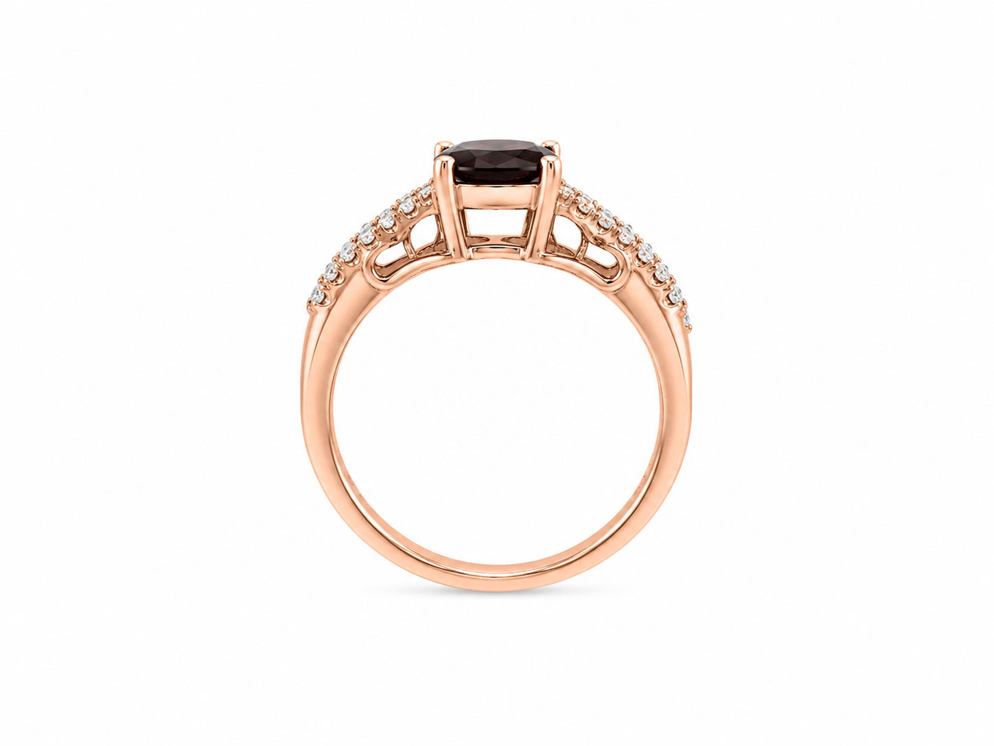 14KT Rose Gold 0.27 CTW 1.00 STW Rhodolite Garnet Diamond Ring [K2T]