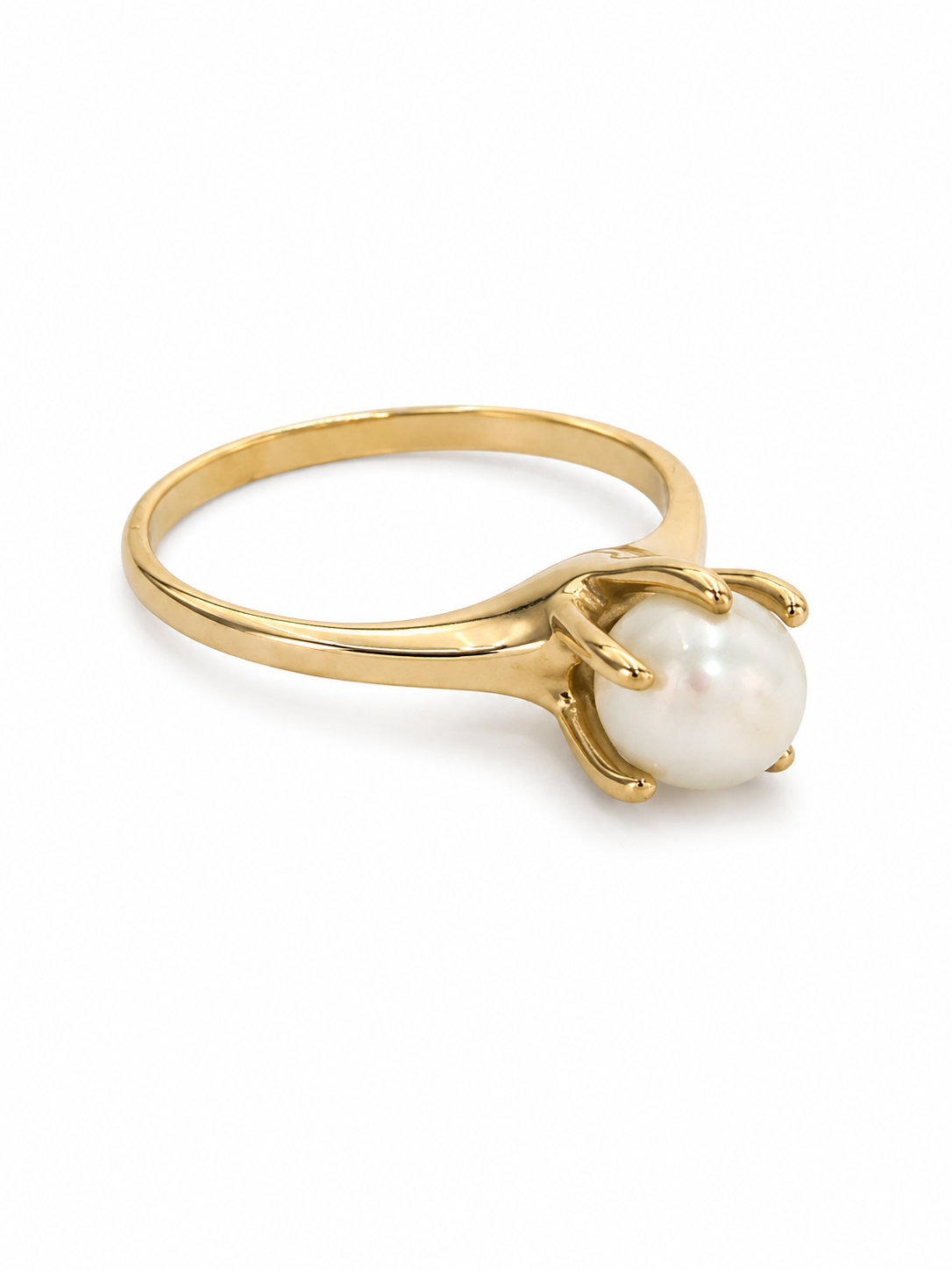 10KT Yellow Gold 6MM Pearl Ring [K4H]