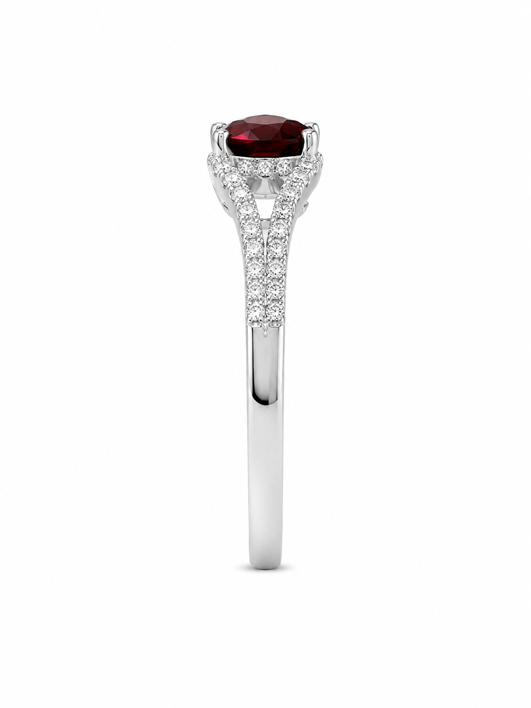 10KT White Gold 0.23 CTW 1.00 STW Garnet Diamond Ring [K12H]