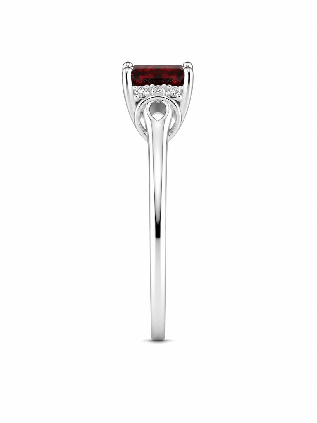10KT White Gold 0.06 CTW 1.00 STW Garnet Diamond Ring [K6H]