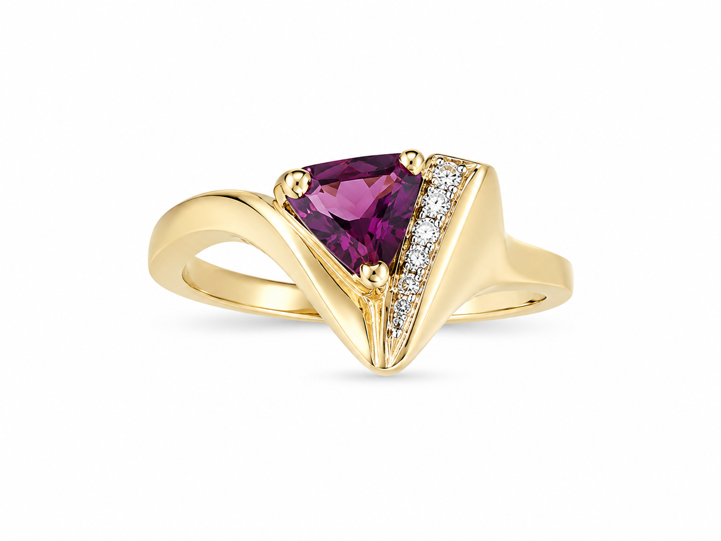 10KT Yellow Gold 0.08 CTW 0.50 STW Rubellite Tourmaline Diamond Ring [K9H]