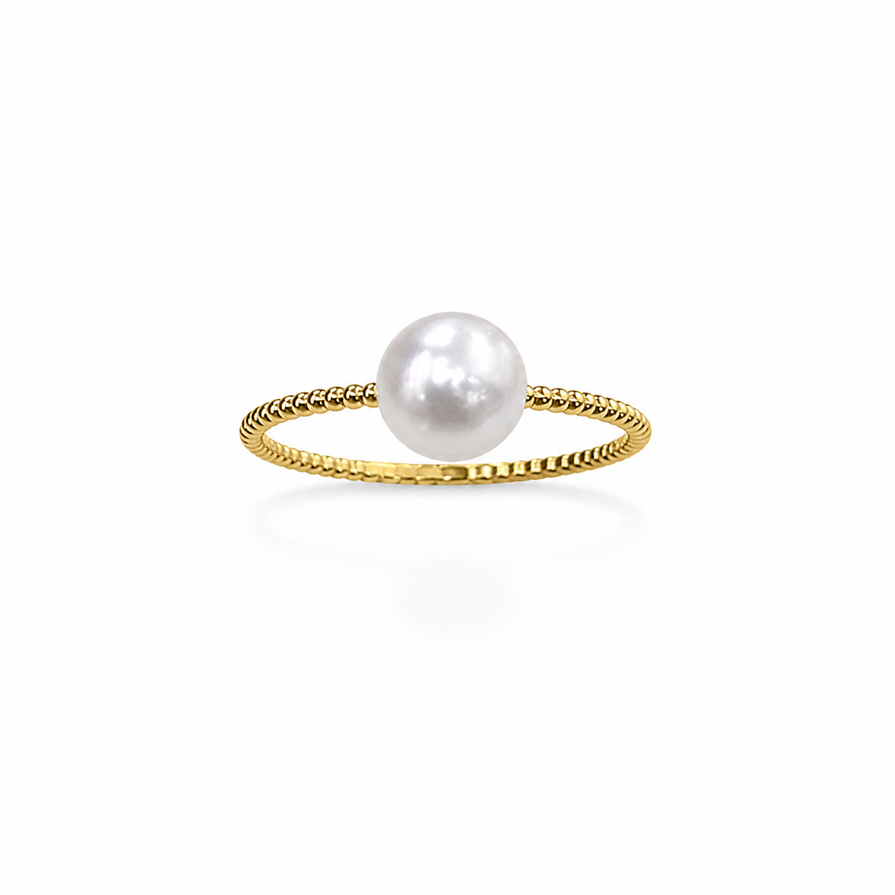 18KT Yellow Gold 7.5MM Akoya Pearl Ring [K8H50]