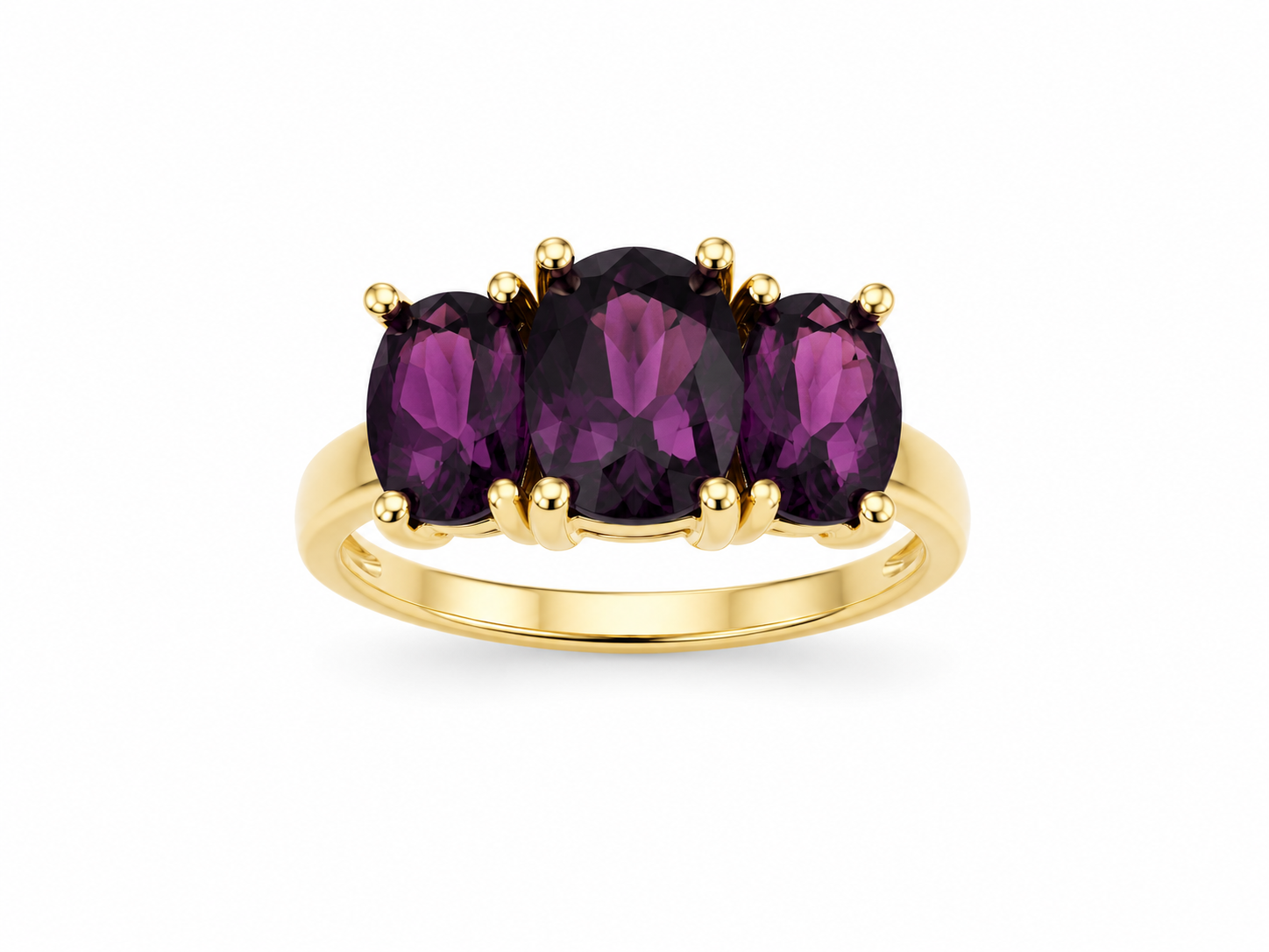 14KT Yellow Gold 3.6 STW Rhodolite Garnet Ring A3B8 [K15H]