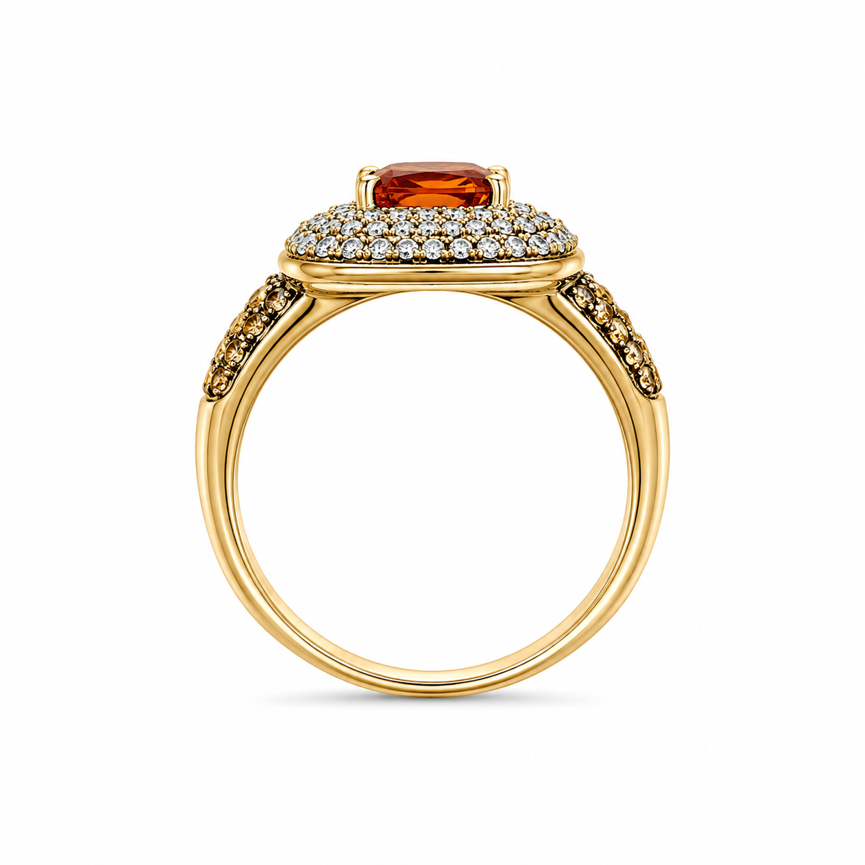 10KT Yellow Gold 0.40 CTW 1.25 STW Citrine Diamond Ring [K2T]