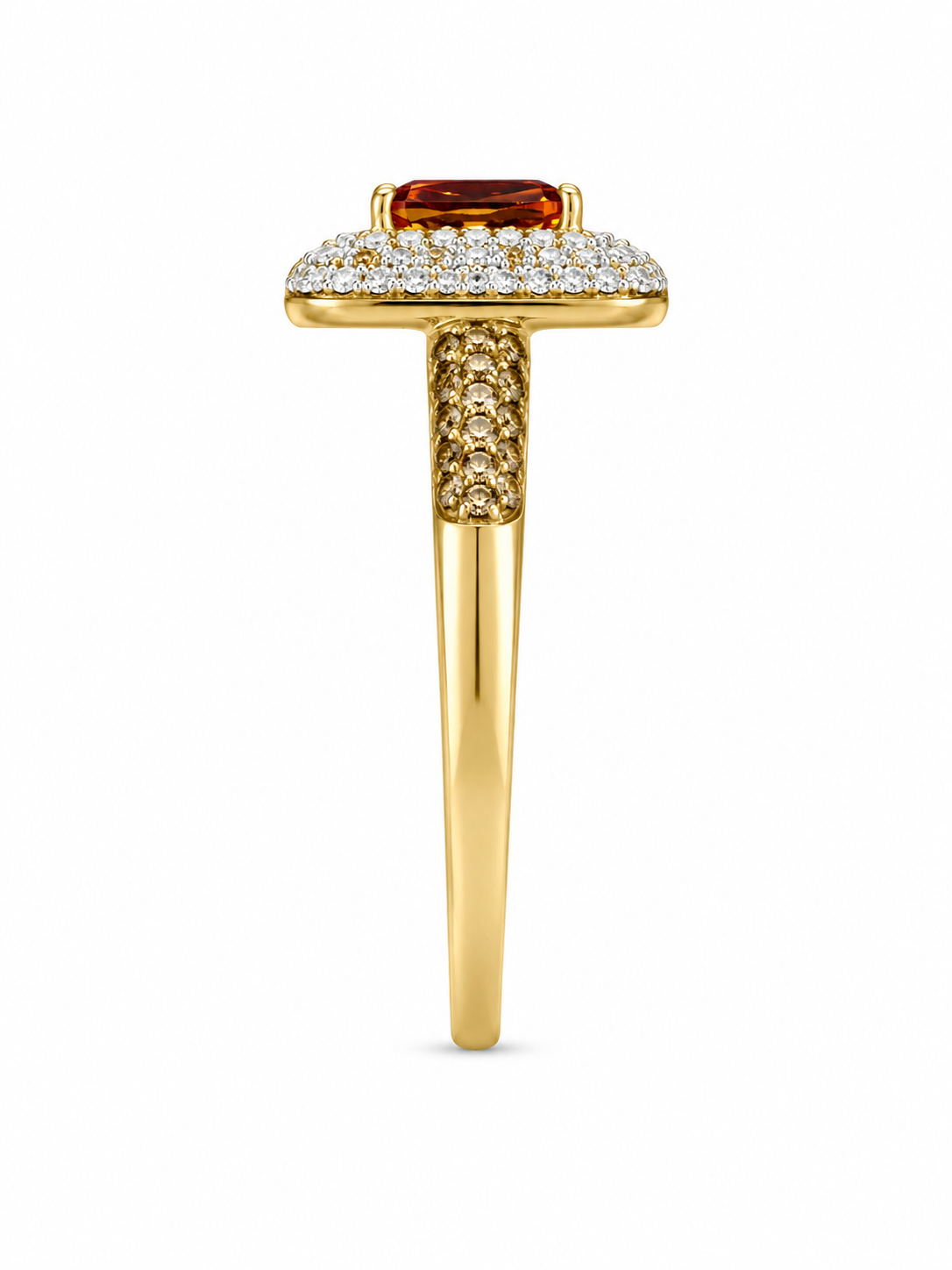 10KT Yellow Gold 0.40 CTW 1.25 STW Citrine Diamond Ring [K2T]