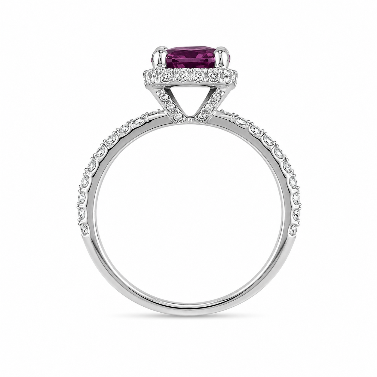 14KT White Gold 1.00 CTW 1.6 STW Ruby Diamond Ring [K5T]