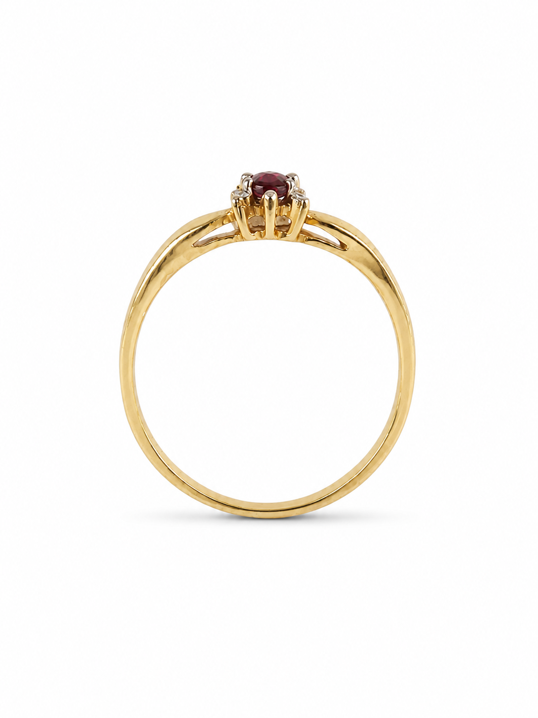 10KT Yellow Gold 0.20 STW Garnet Ring A1B3 [K5H]