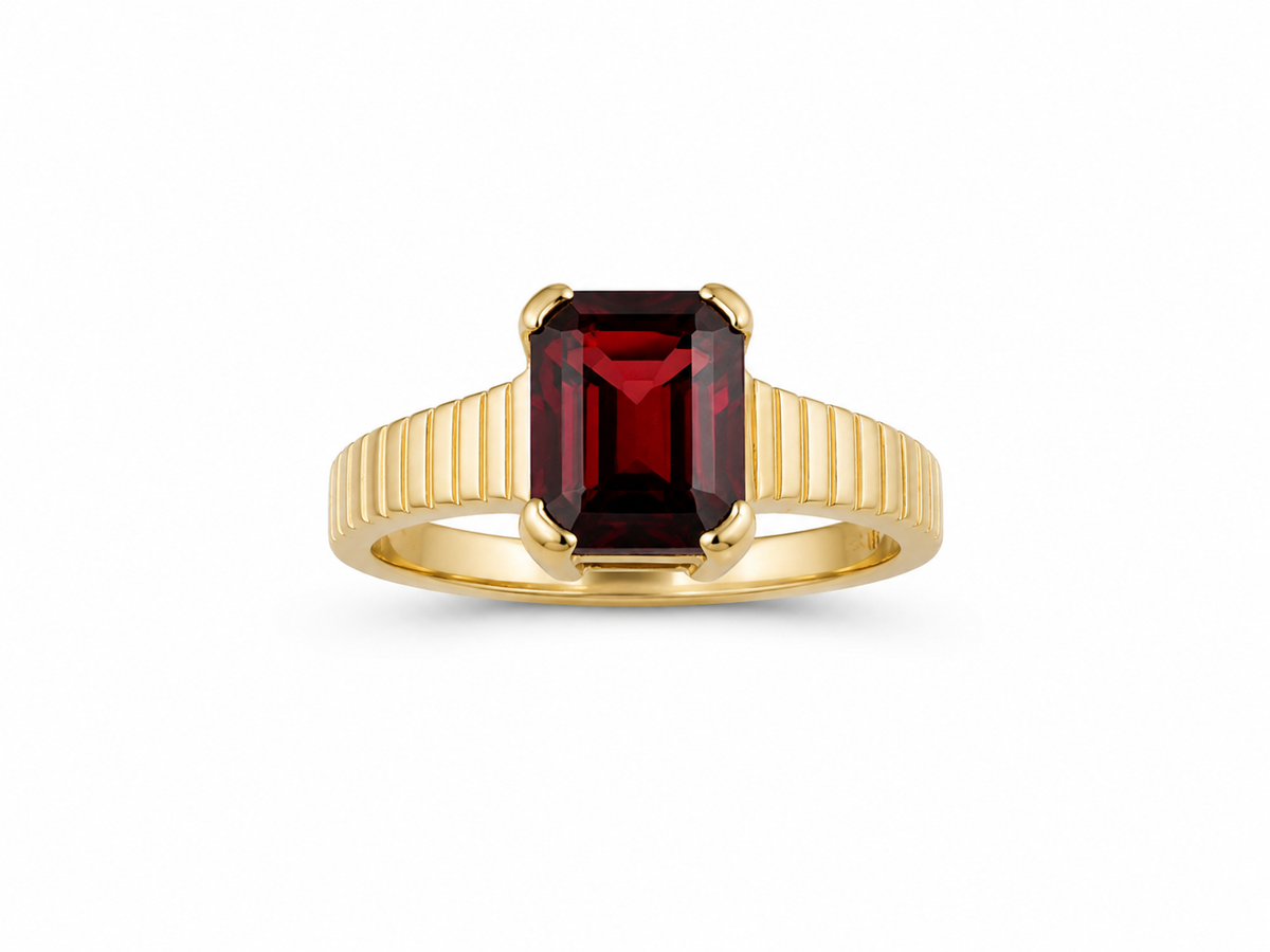 14KT Yellow Gold 3.00 STW Garnet Ring A3B7 [K9H]