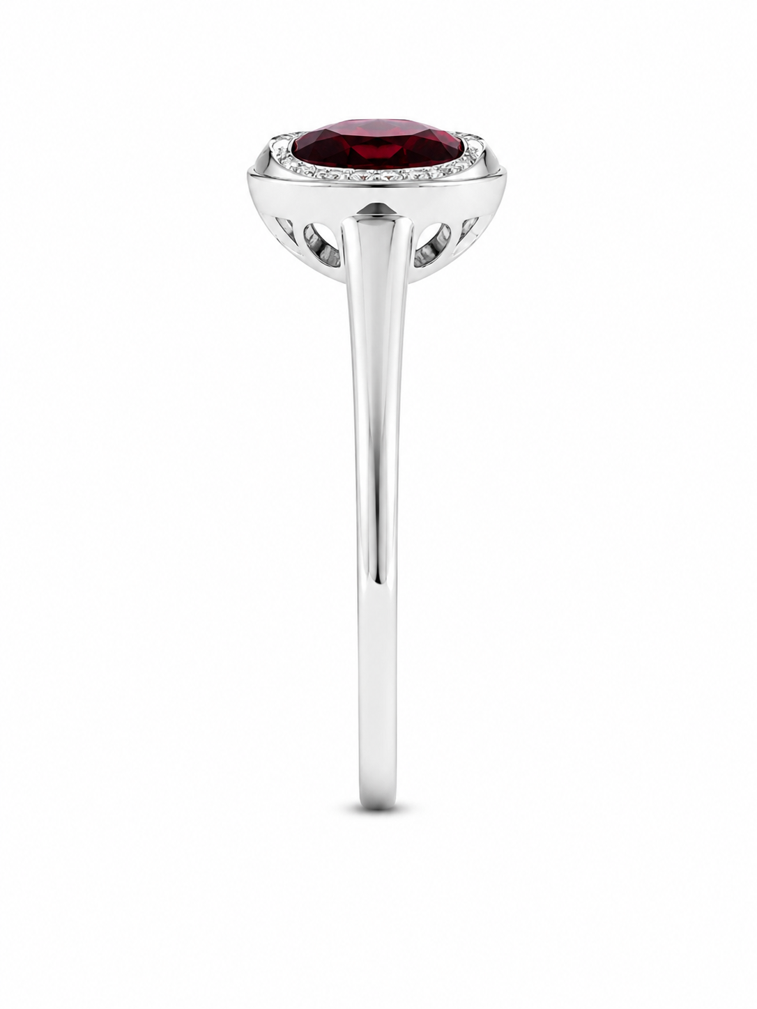 10KT White Gold 0.08 CTW 3.25 STW Garnet Diamond Ring [K12H]