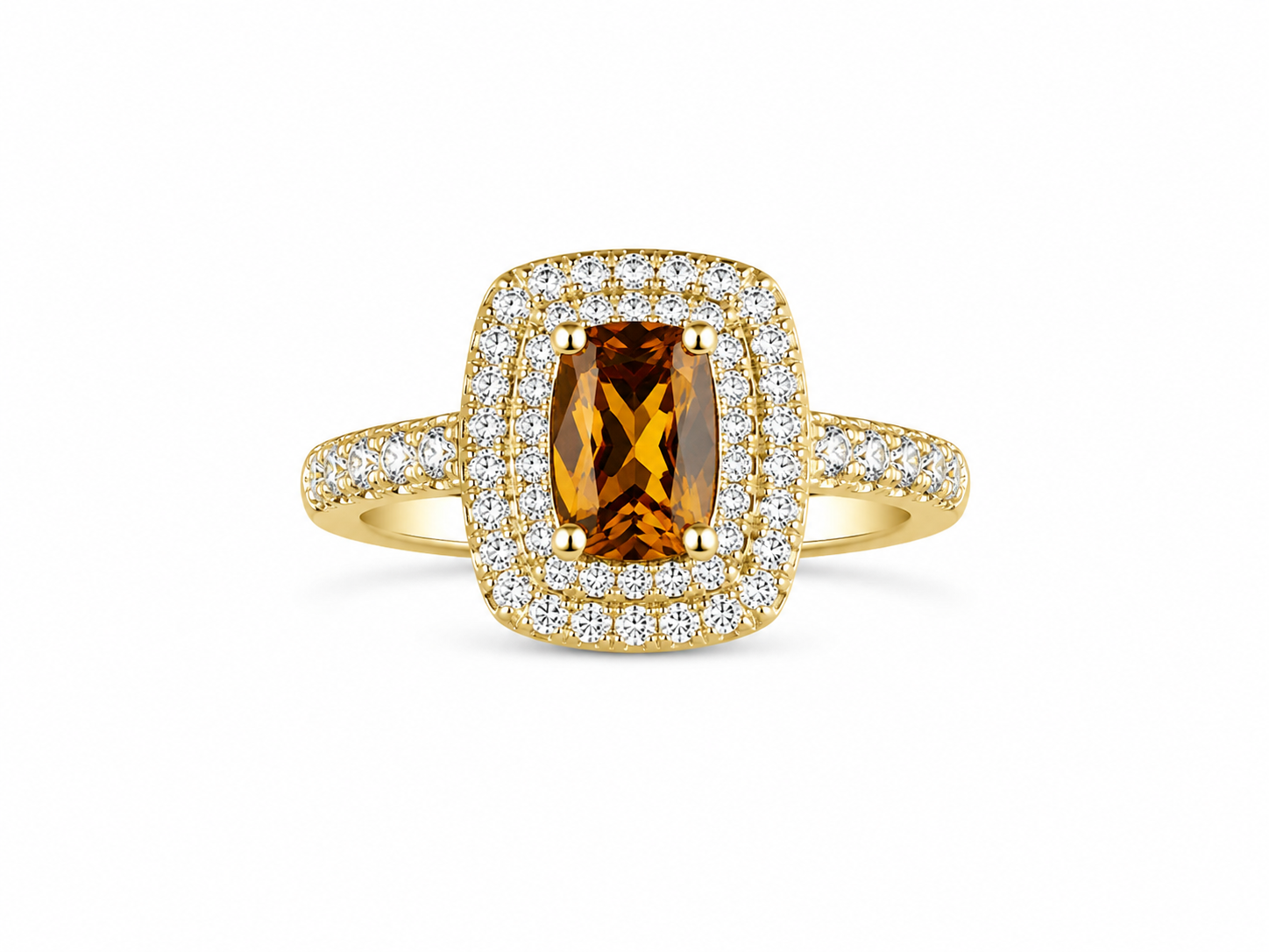10KT Yellow Gold 0.40 CTW 1.25 STW Citrine Diamond Ring [K2T]