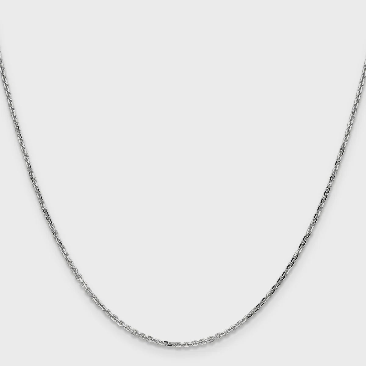 14KT Solid White Gold 1.5 MM Cable Link Chain