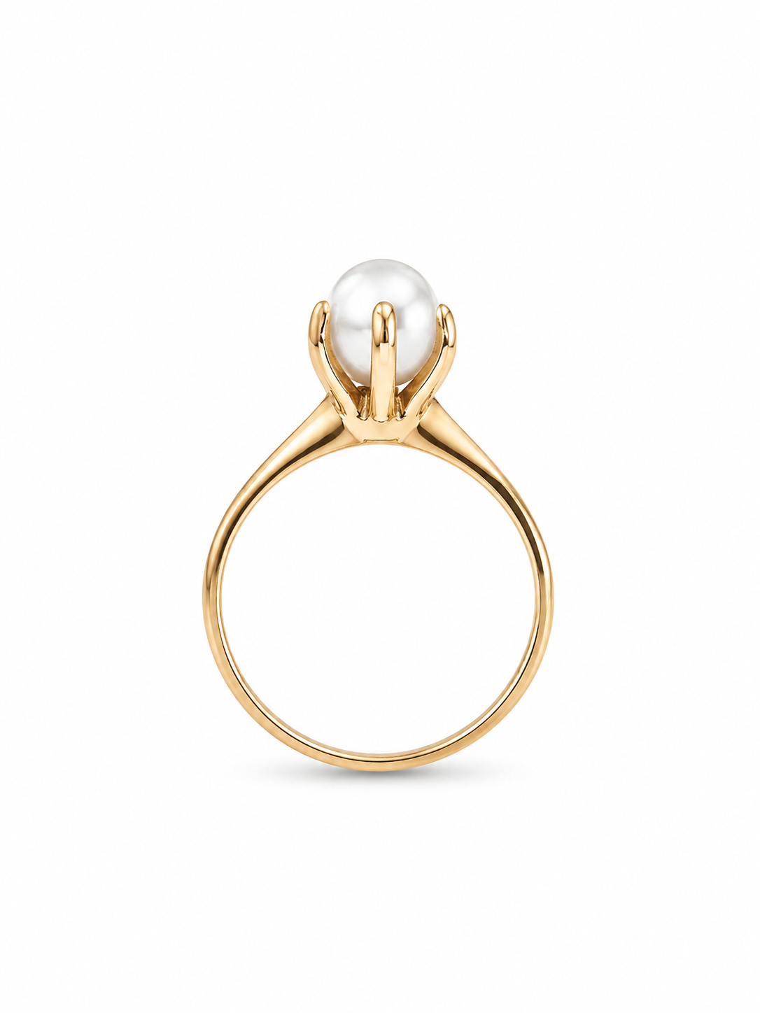10KT Yellow Gold 6MM Pearl Ring [K4H]