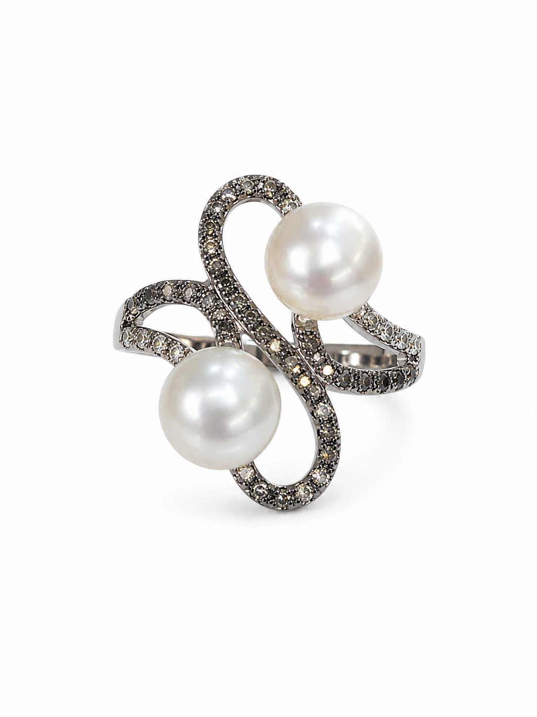 14KT White Gold 0.24 CTW 7MM Pearl Diamond Ring [K2T]
