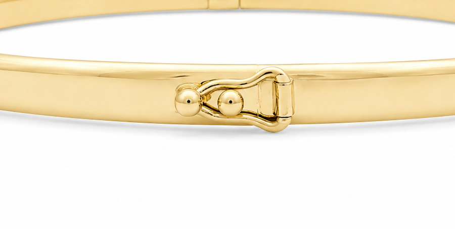 14KT Figure 8 Safety Lock Brush Polish 5 MM Yellow Gold Bracelet [A4B2]