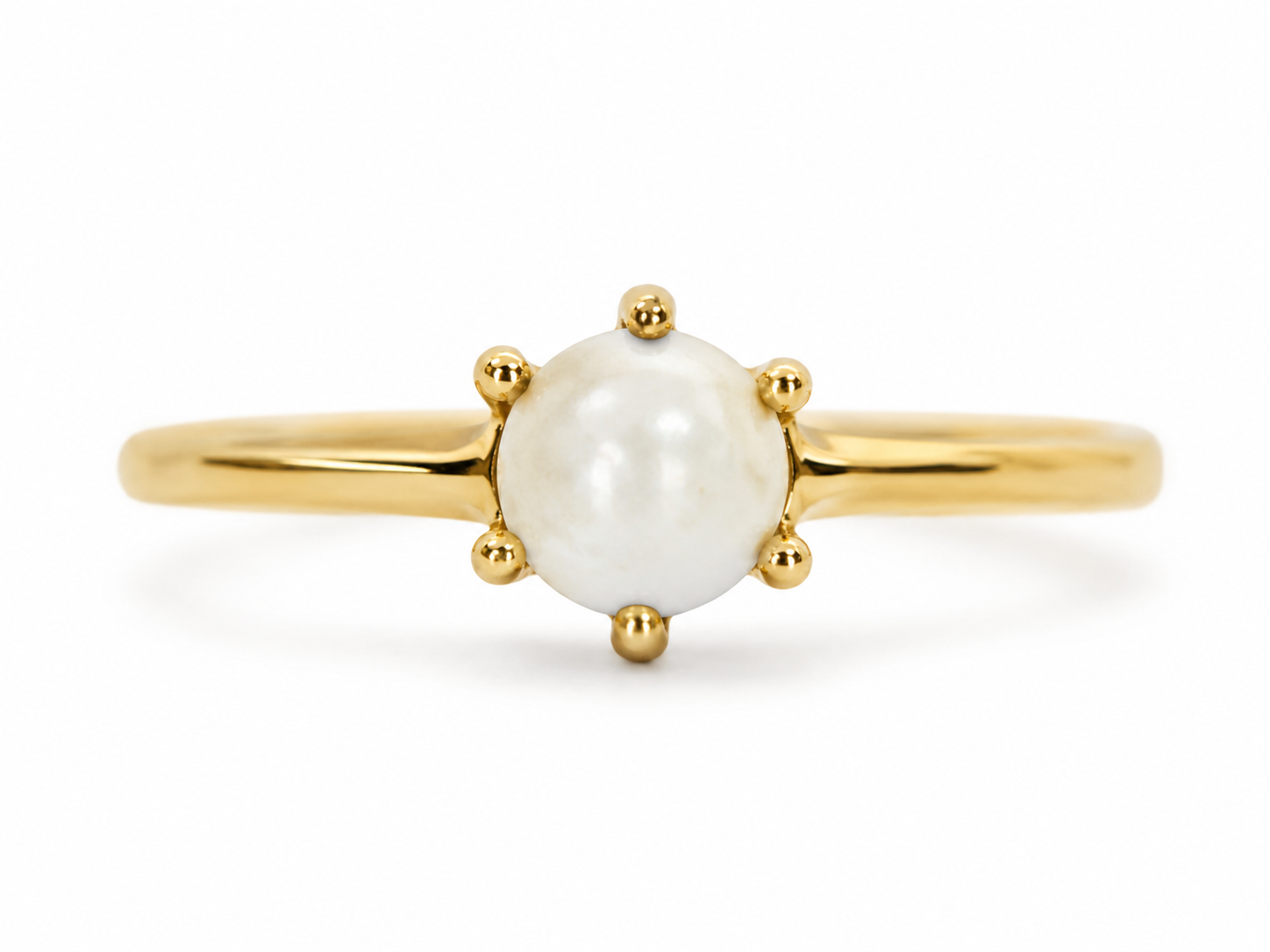 10KT Yellow Gold 6MM Pearl Ring [K4H]