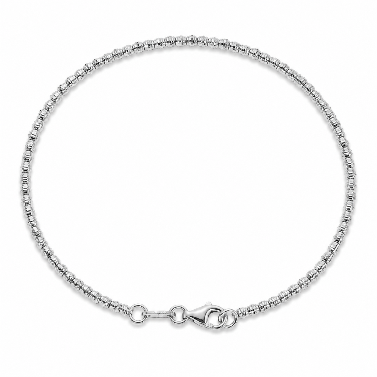 14KT White Gold Thin 2 MM Lobster Claw Lock Bangle Bracelet