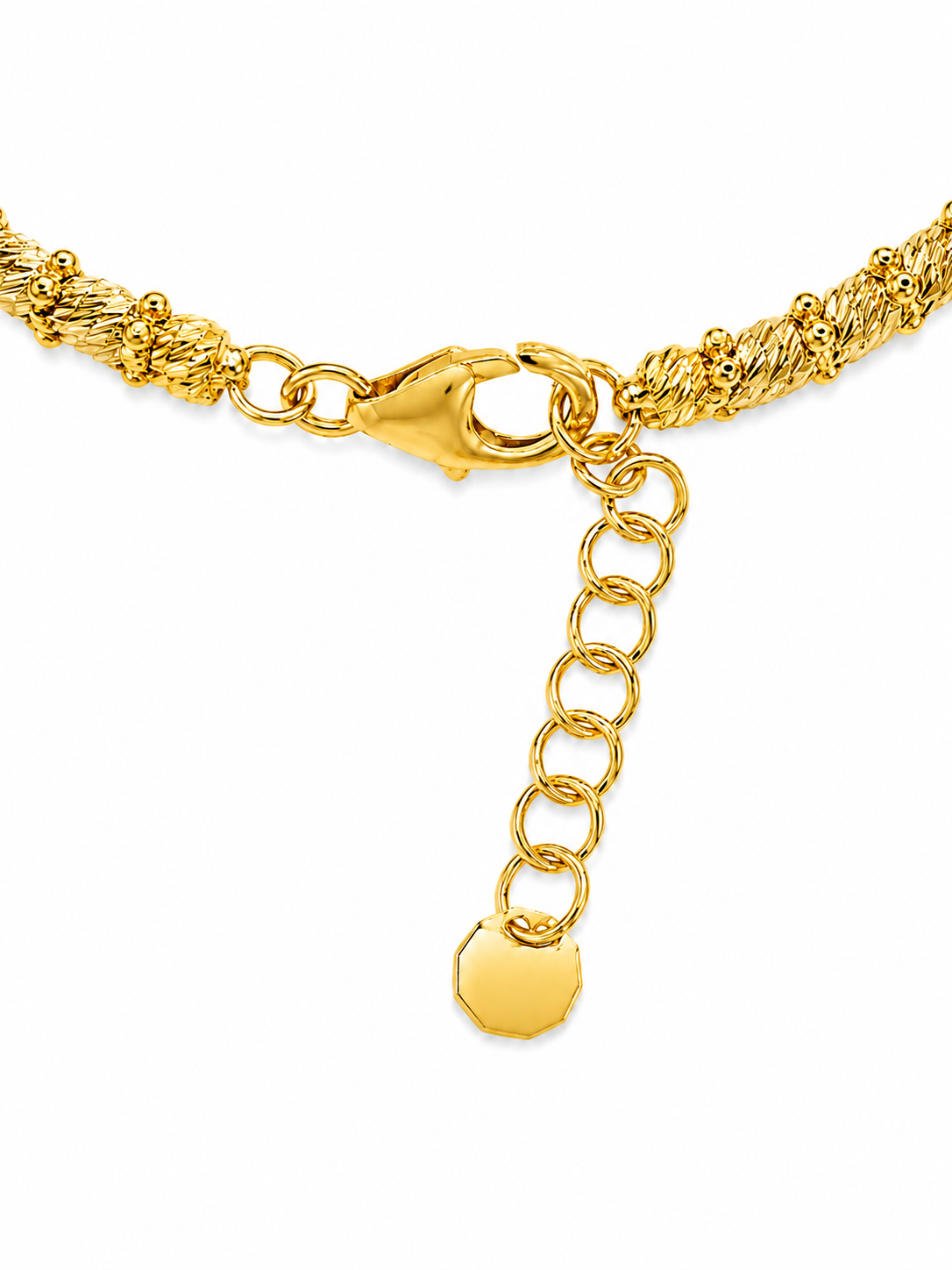 14KT Yellow Gold Layered 6 MM Adjustable Lobster Claw Lock Bangle Bracelet