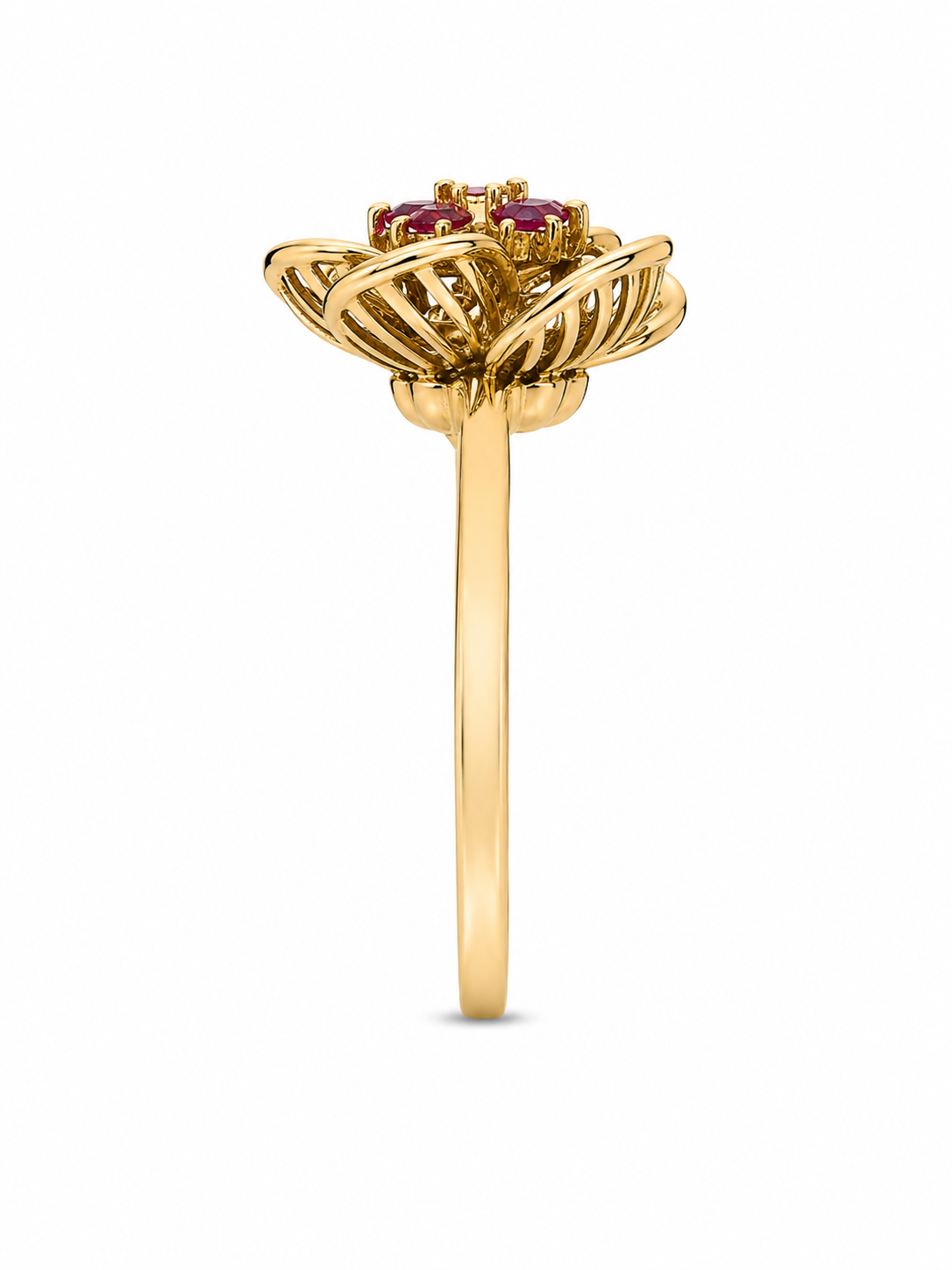 14KT Yellow Gold 0.05 CTW 0.30 STW Garnet Diamond Ring [K18H]
