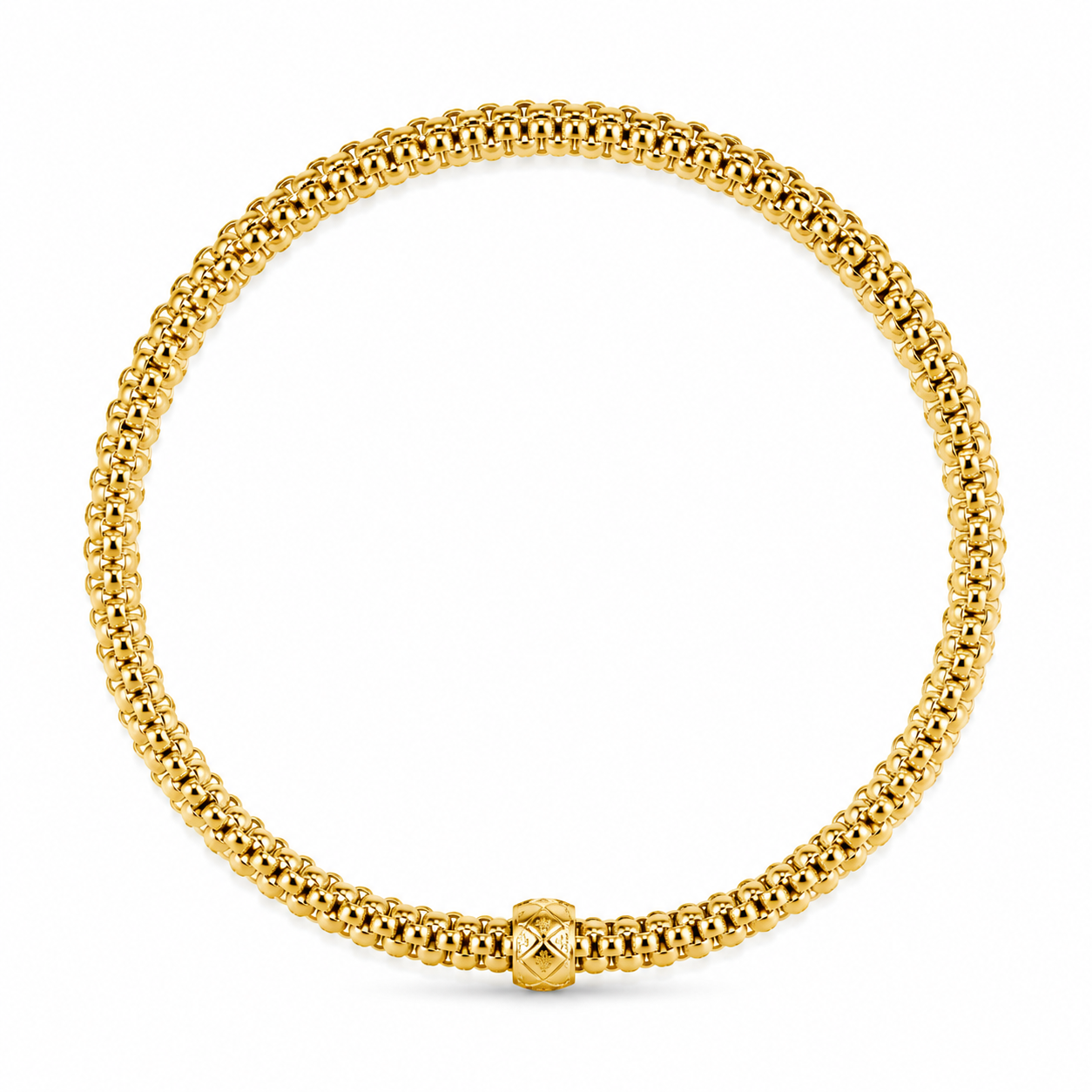 14KT Yellow Gold Stretchable 3.7 MM Designer Bangle [A6B8]