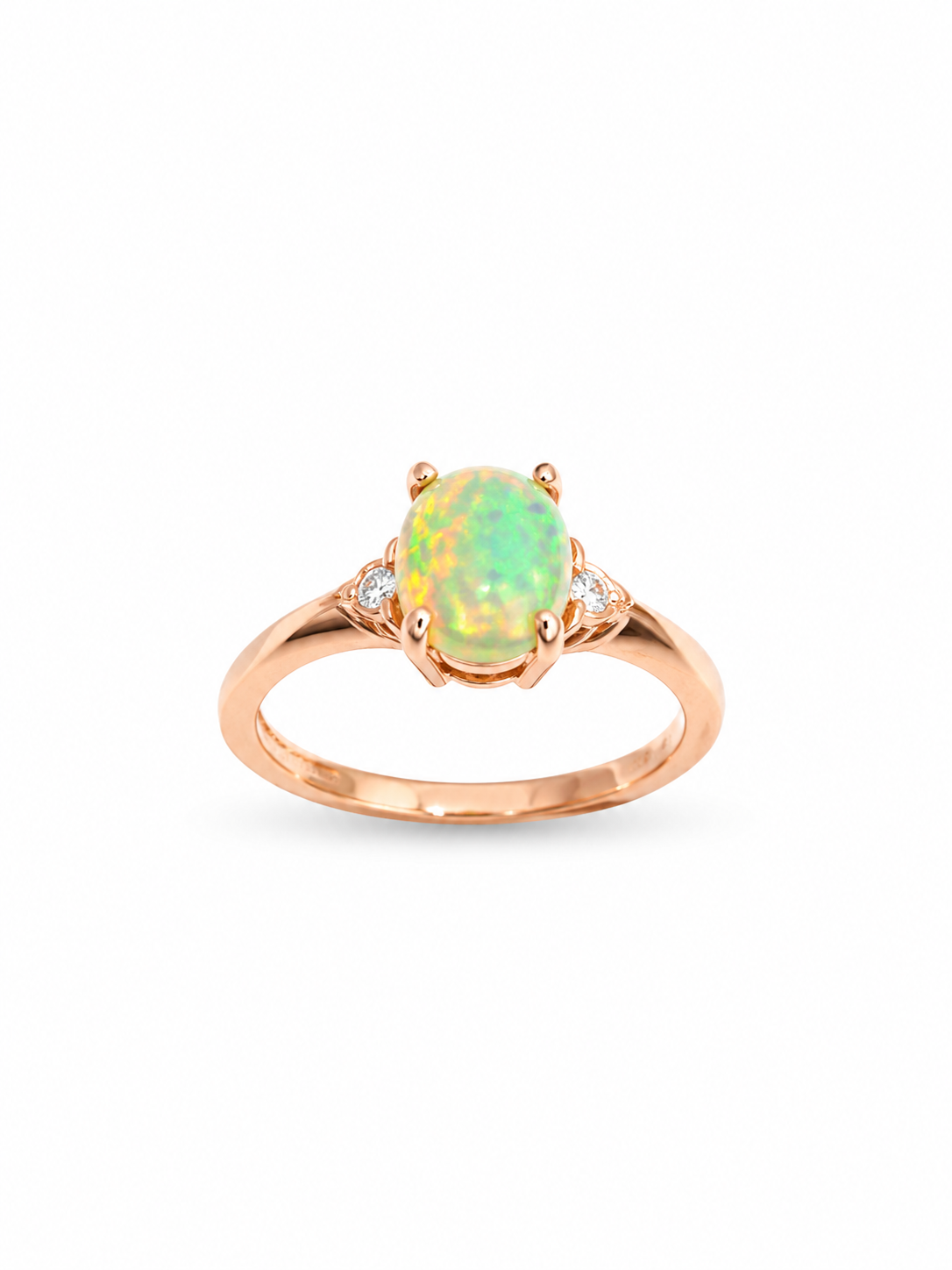 10KT Rose Gold 0.20 CTW 0.75 STw Opal Diamond Ring [K1T]