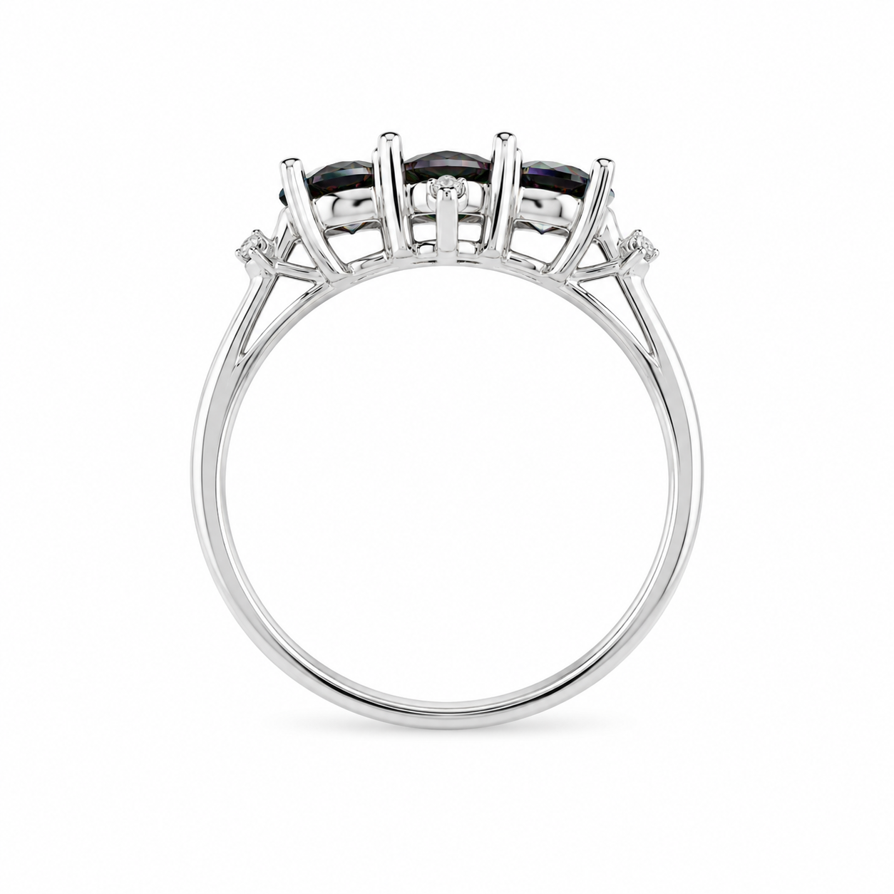 10KT White Gold 0.03 CTW 2.07 STW Mystic Fire Diamond Ring [K5H50]