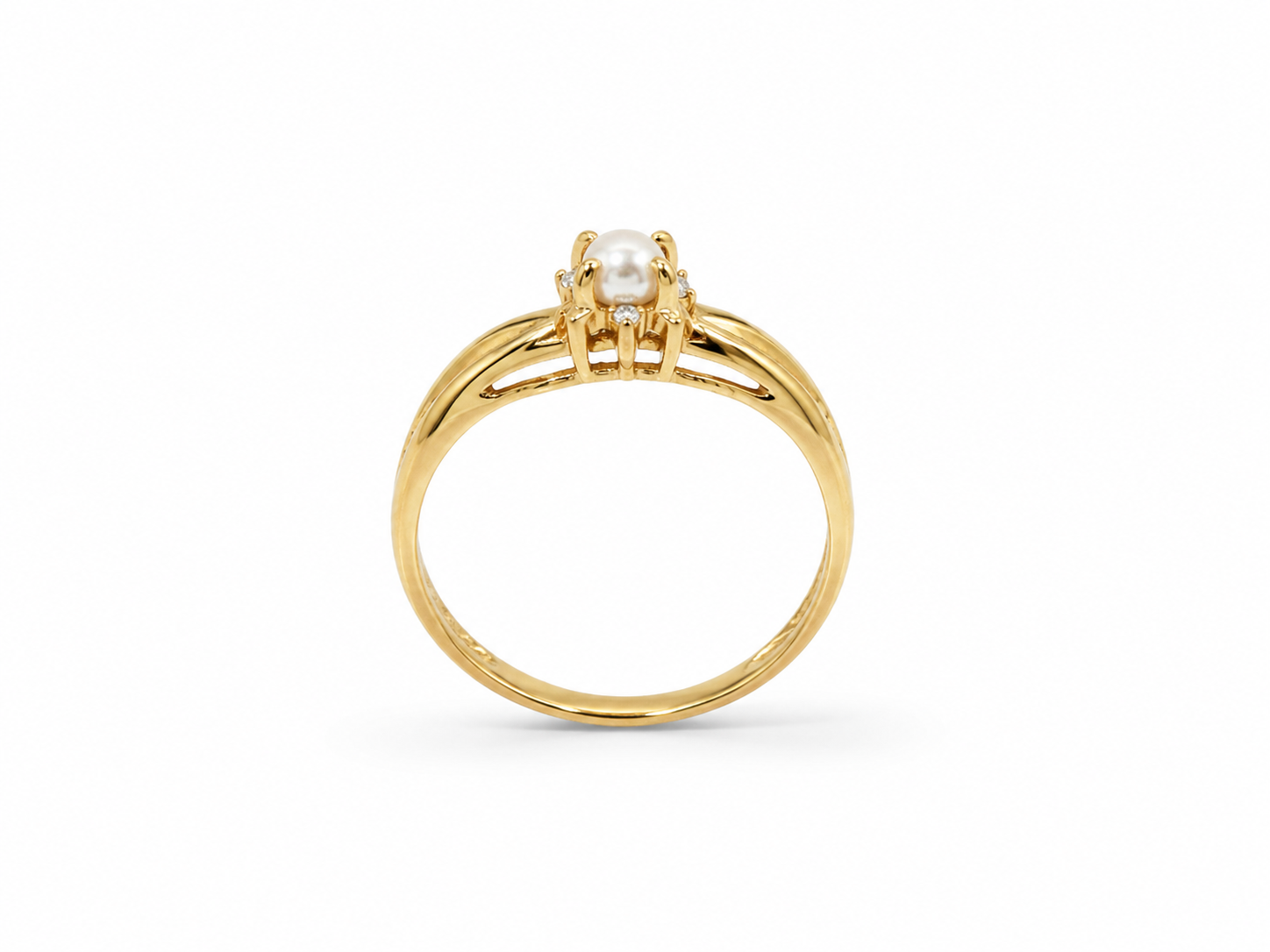 10KT Yellow Gold 3.5MM Pearl Ring [K3H50]
