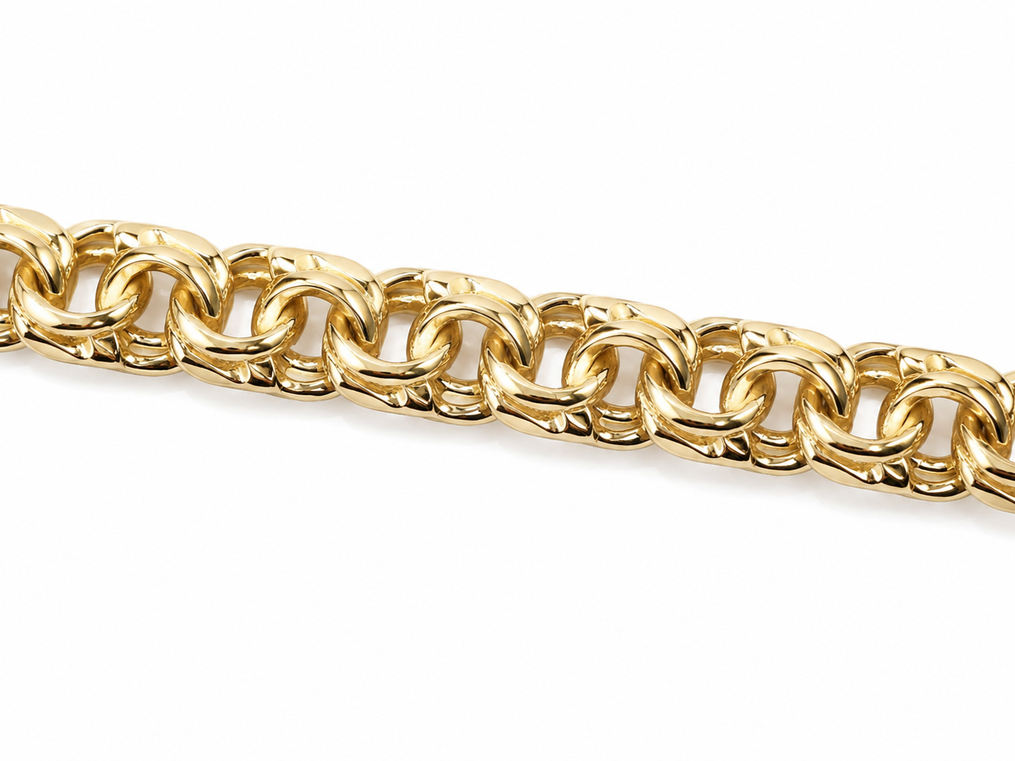 14KT Solid Yellow Gold 7.5 MM Pin Lock Chino Link Bracelet