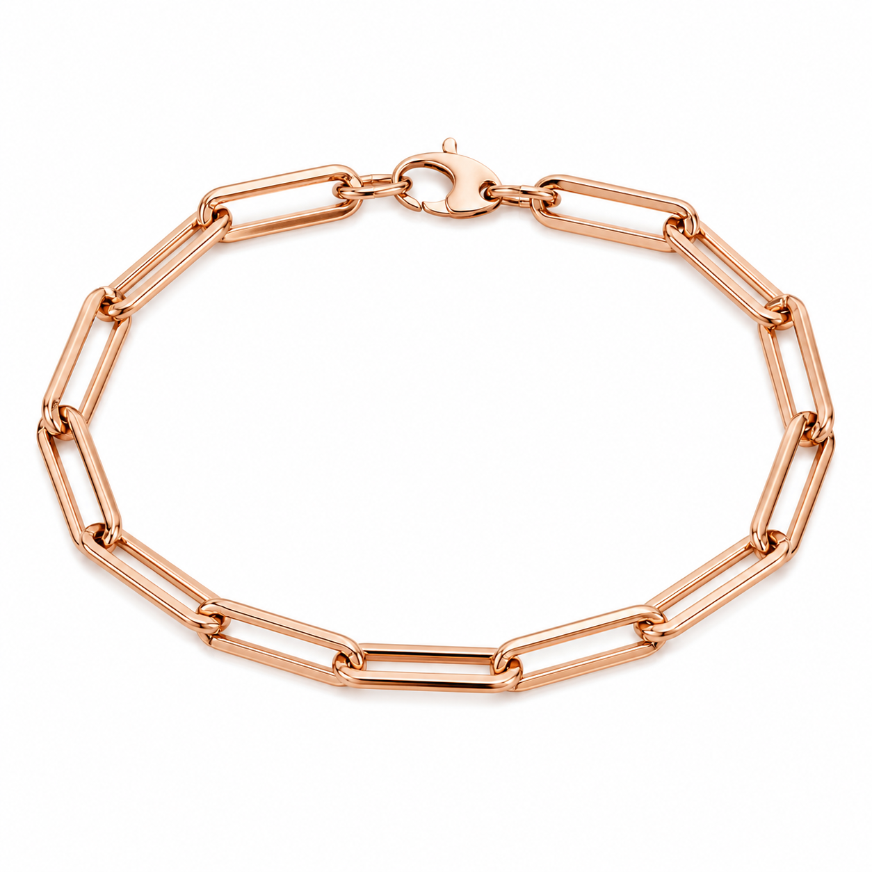 14KT Rose Gold 5 MM Paper Clip Link Bracelet