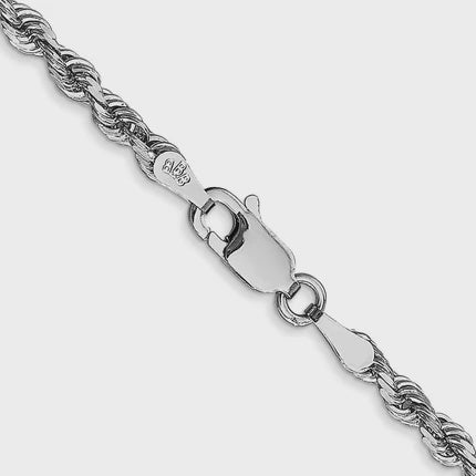 10KT Solid White Gold 3 MM Rope Chain