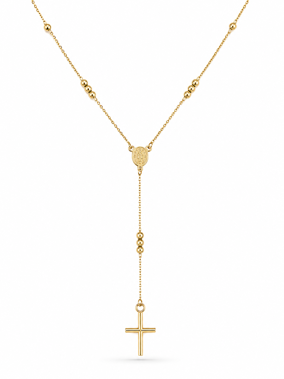 14KT Yellow Gold Crucifix Rosary Necklace