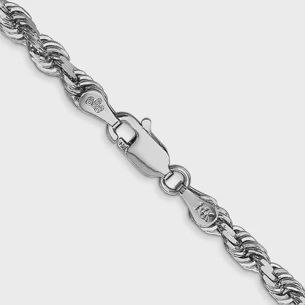 10KT Hollow White Gold 4 MM Rope Chain