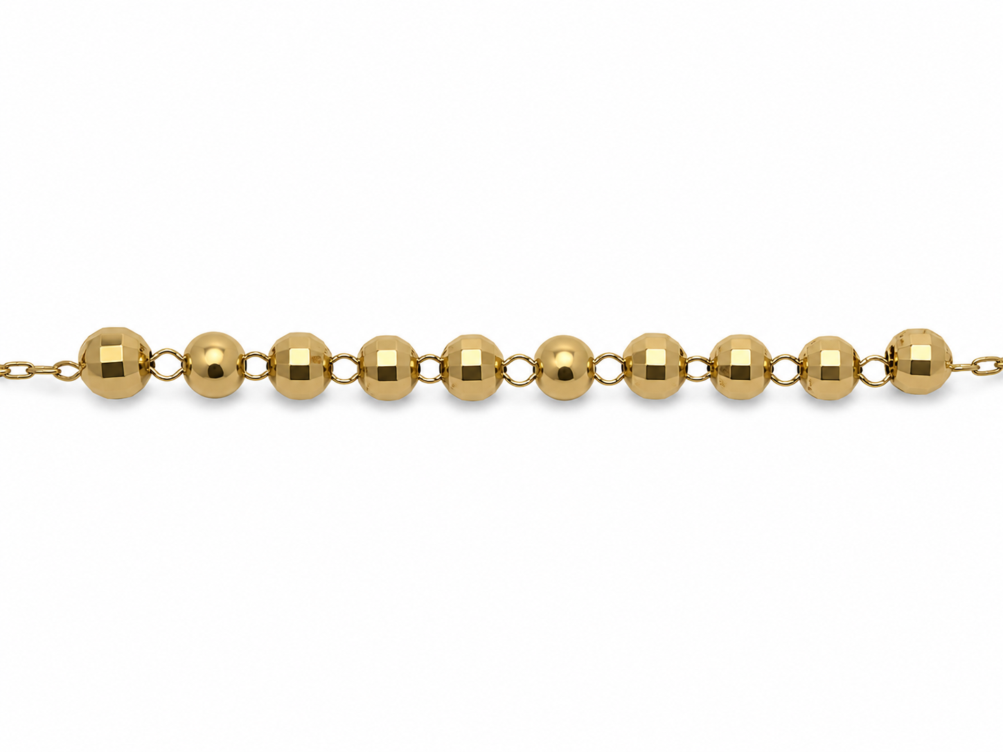 14KT Yellow Gold 6 MM Rosary Style Necklace