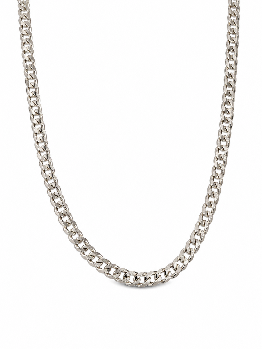 14KT Solid White Gold 6.5 MM Curb Cuban Chain