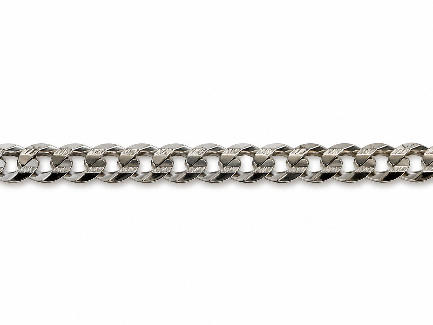 14KT Solid White Gold 6.5 MM Curb Cuban Chain