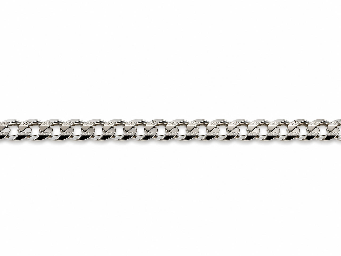 14KT Solid White Gold 4 MM Curb Cuban Link Chain