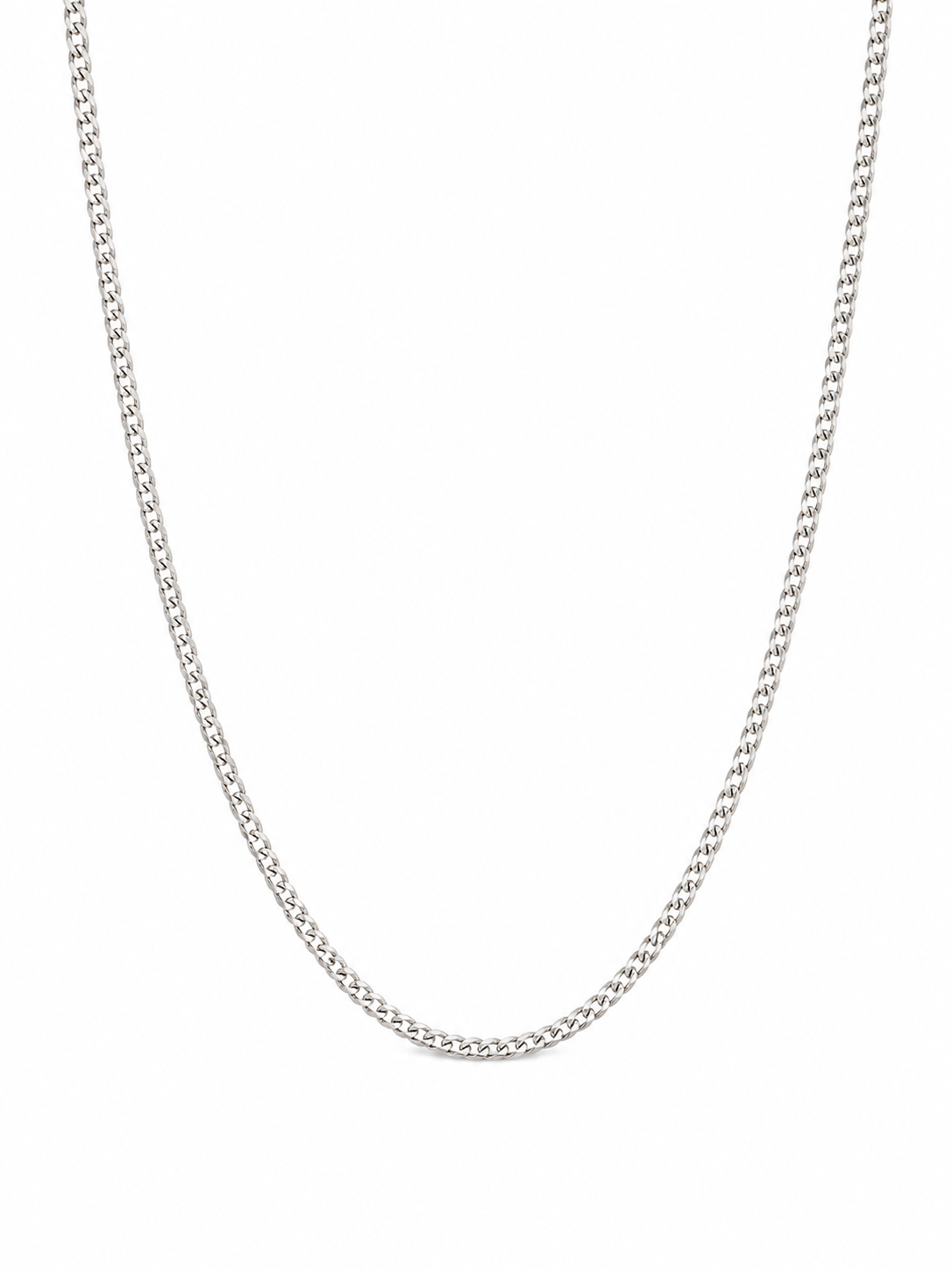 14KT Solid White Gold 2 MM Curb Cuban Link Chain